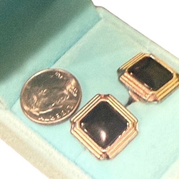 Vintage Christian Dior Black Cabochon Clip Earrings Signed Dior 1970s - Picture 8 of 12